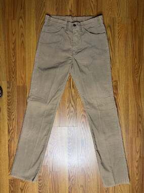 Vintage 1970s Levis 519 White Tab Corduroy Pants Straight Tan 32x33 Talon Vtg